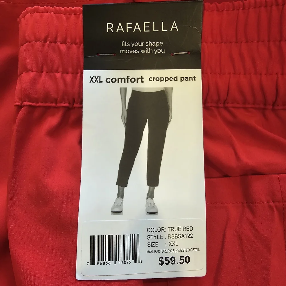 NEW‎ RAFAELLA COMFORT CROPPED PANTS WOMENS SIZE XXL TRUE RED.E63